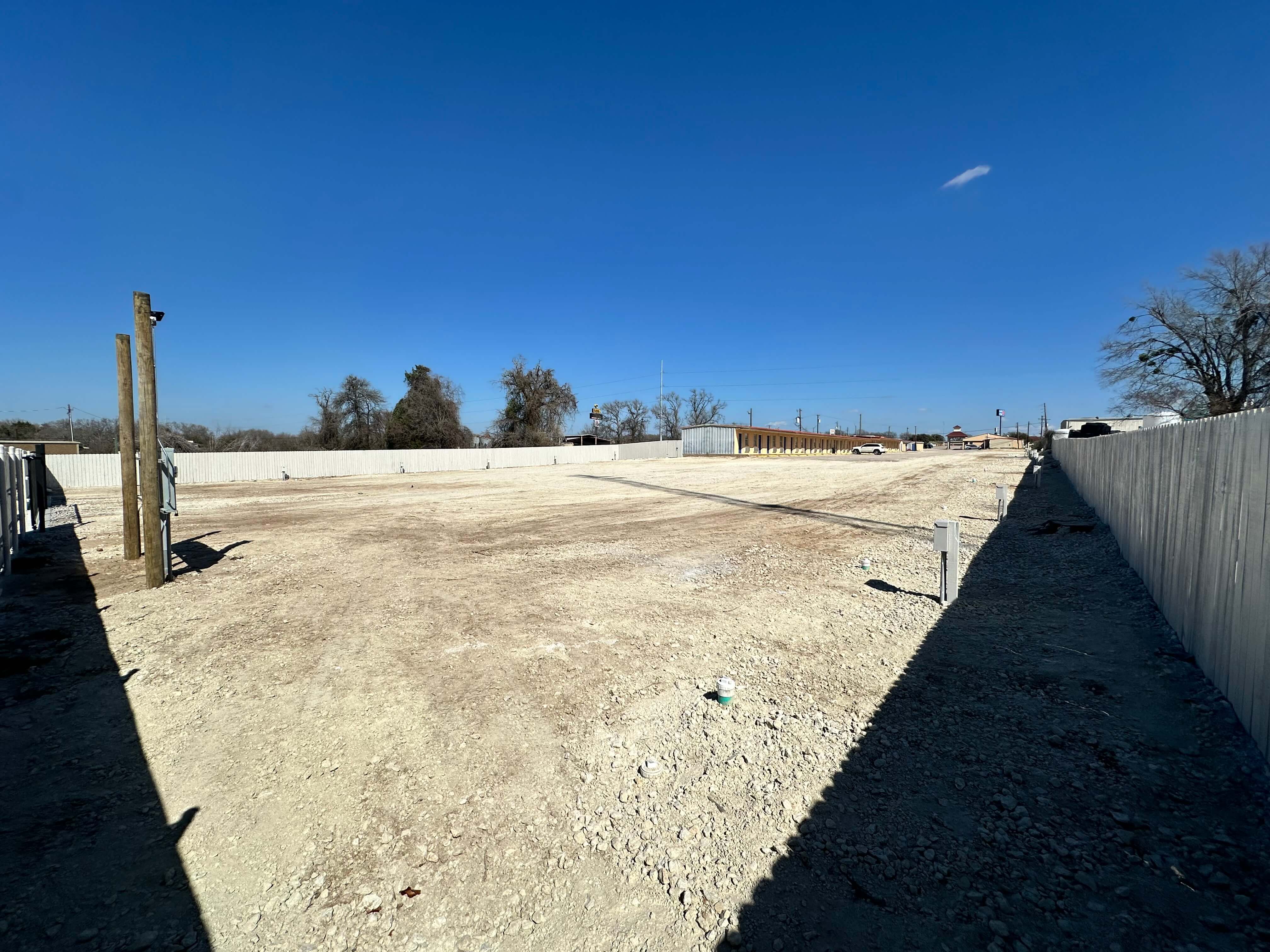 Back-in RV sites at Apollo Lodge RV Park off Interstate 45 in Fairfield, Texas